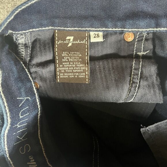 7 For All‎ Mankind Jean's Women's Size 28 The Skinny Dark Blue - Picture 3 of 8